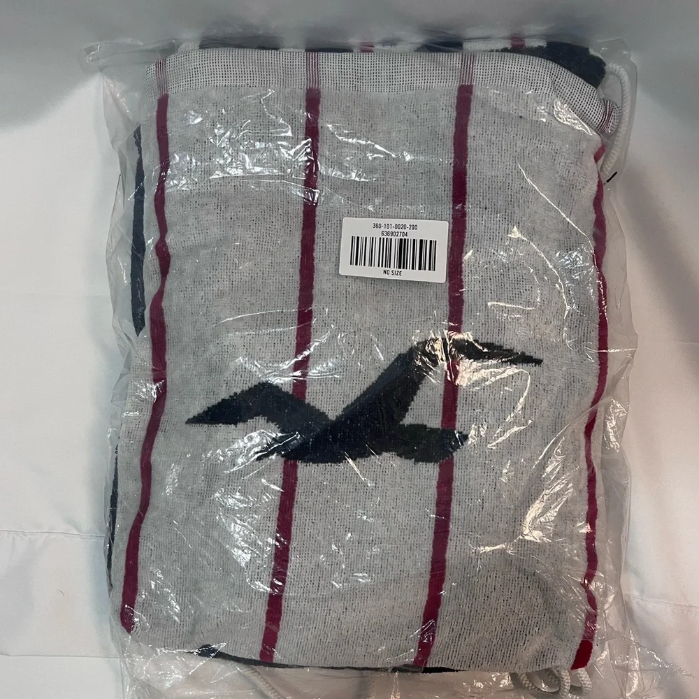Rare Special Edition Hollister Backpack Beach Towel 59x30 White Red Blue. Cotton